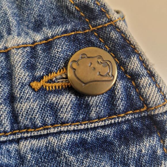 Vintage Disney Winnie the Pooh Denim Shortalls Kids Size S Embroidered Romper - Picture 6 of 11